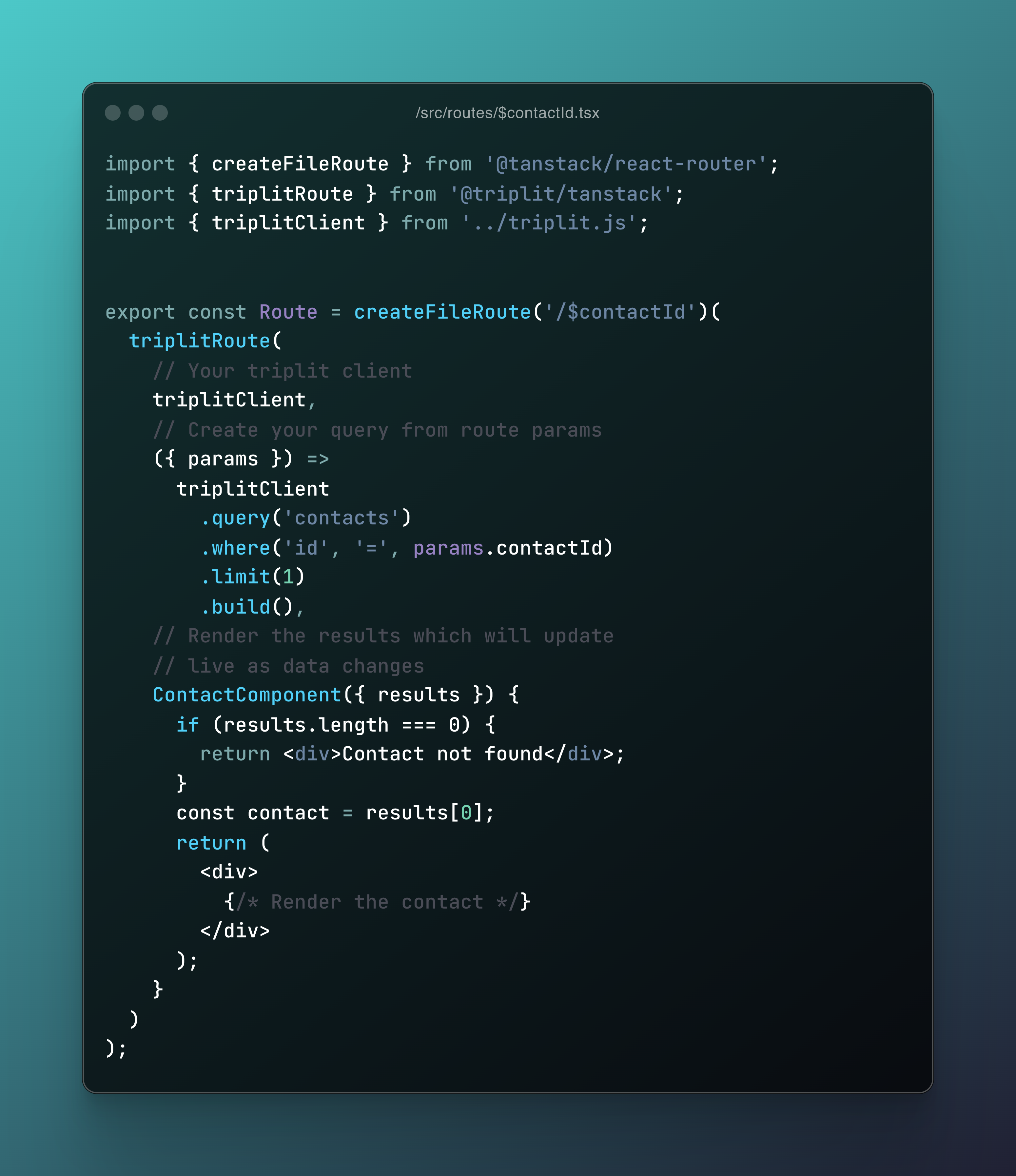 An example Tanstack route with Triplit