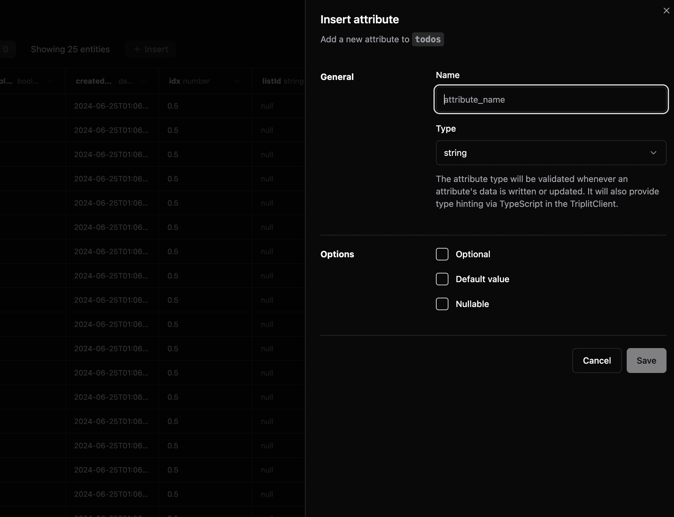 Inserting an attribute