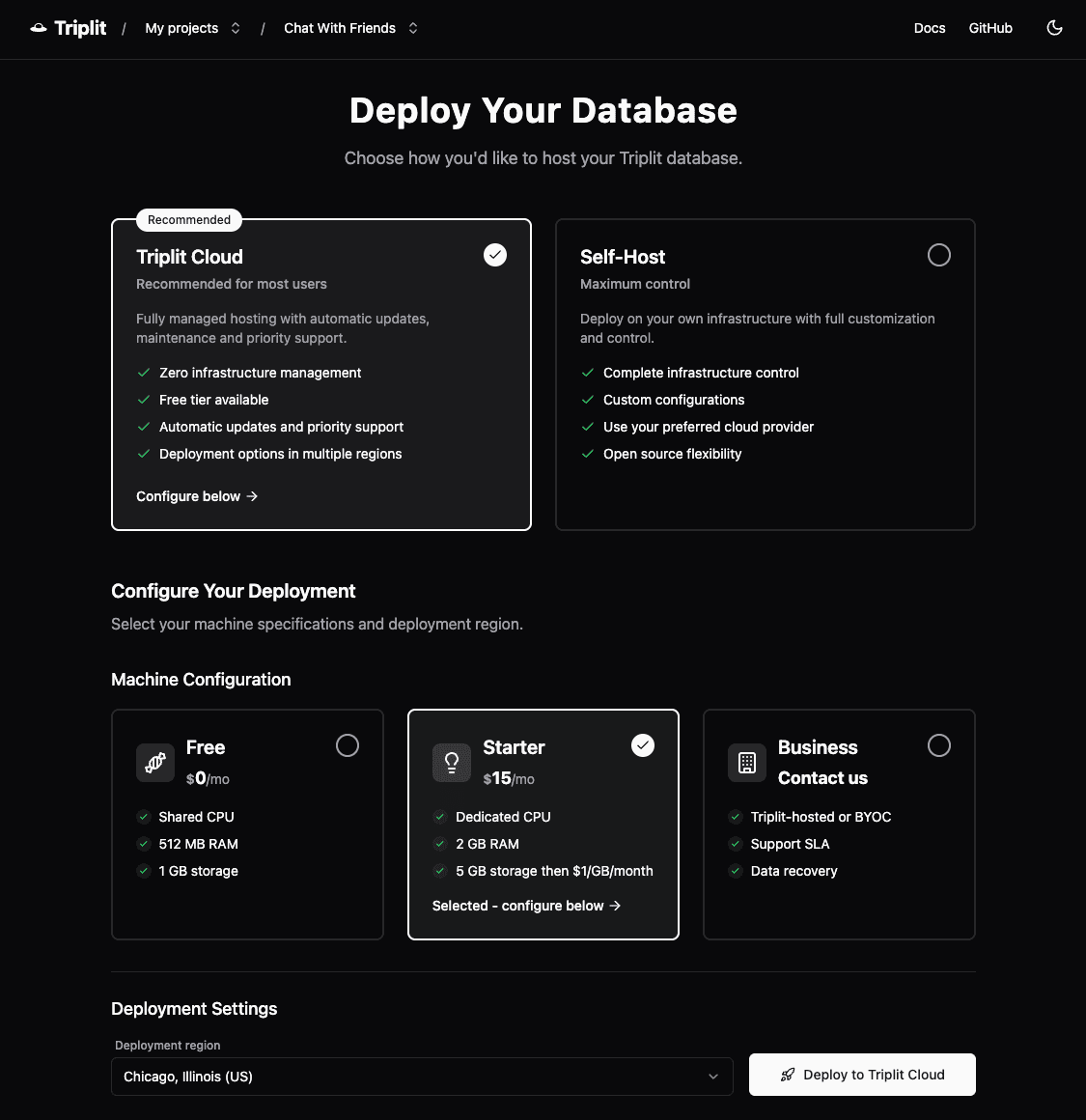 Managed machines options